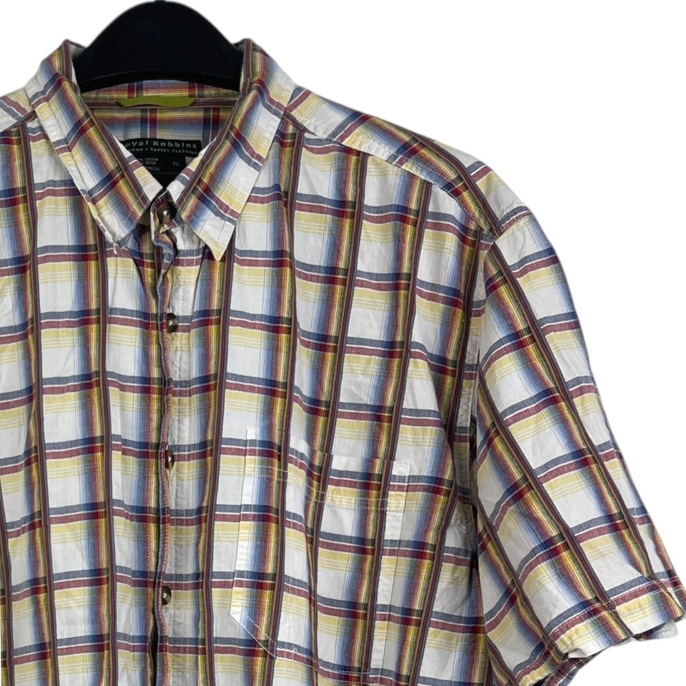 Royal Robbins Plaid Shirt Mens XL Multicolor‎ Cotton Short Sleeve Outdoor Travel